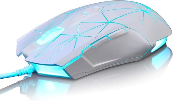 Stjerne Hvid AJ52 RGB Gaming Mus, 7 Programmerbare Knapper - Ergonomisk Baggrundsbelyst USB Mus til PC/Laptop, Windows/Mac/Linux Kompatibel Star White 12*7*4