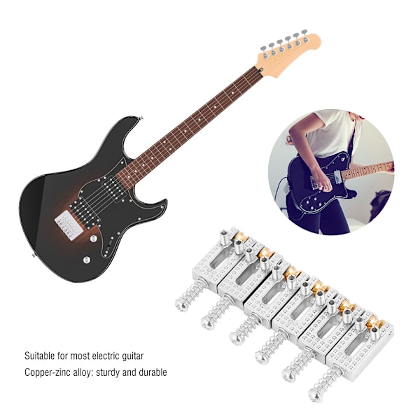 6PCS Gitarr Sadel med Rullbro Gitarr Reparationsdelar (Silver)