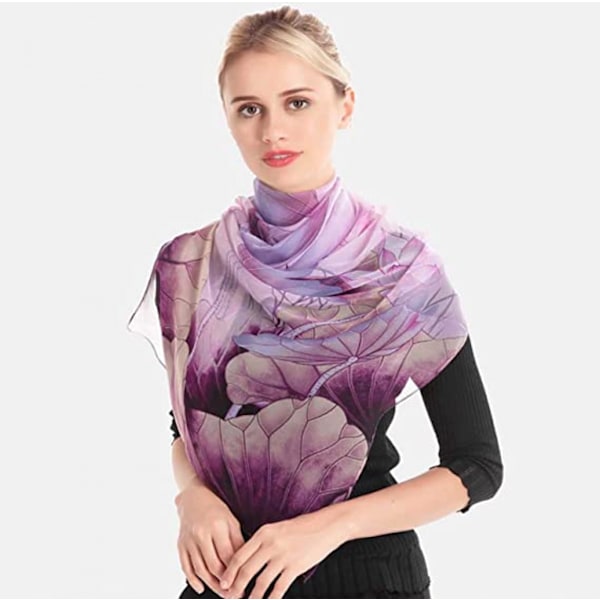 Lätta modehalsdukar för kvinnor, tryckta blommönster, sjal, wraps, W02