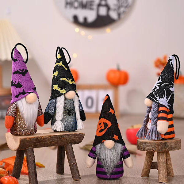 Halloween-dekorasjon kreativ spiss hatt dukke Rudolph-anheng lysende sjarm (D flaggermus svart hatt)