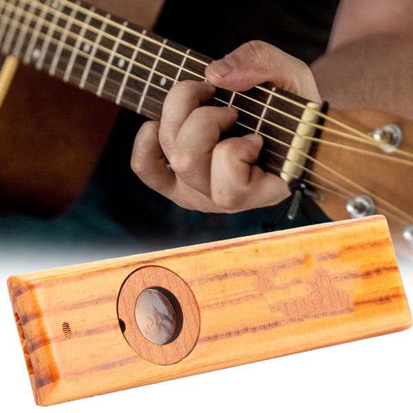 Trä Kazoo Musikinstrument Ukulele Gitarr Partner Munspel med Metallåda