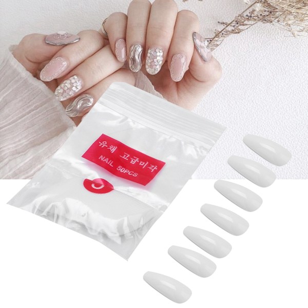 600 stk. Ballet Neglekunst Fuld Dækning Falske Negle Tips Manicure Kunstige Negle (Hvid)