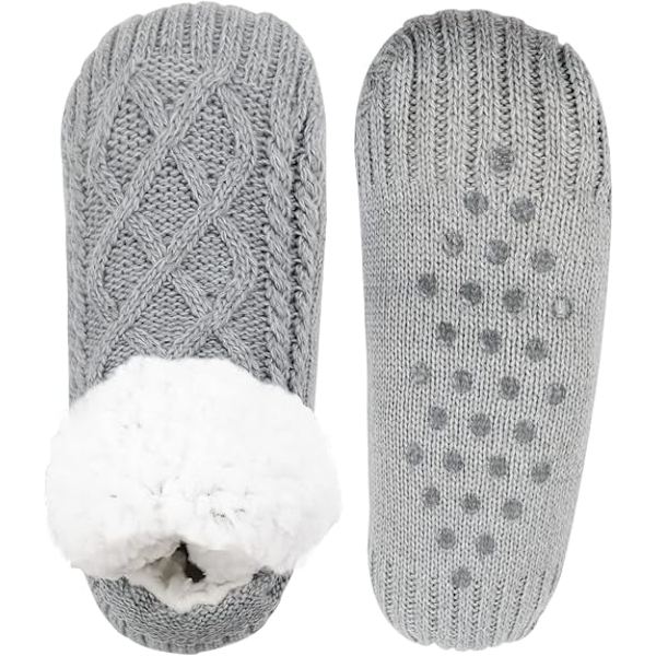 Dam Knittade Toffelstrumpor Mysiga Sherpa Fuzzy Strumpor Halksäkra Strumpor Vinter Inomhus Dubbellager Sovrum Toffelstrumpor, 02