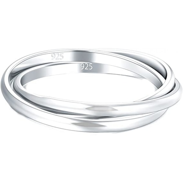 925 Sterling Sølv Ring Triple Interlocked Rolling Høj Polering Ring ----Størrelse 5