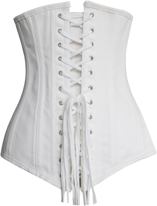 Kvinders 26 Stålbenet Bomuld Lang Torso Timeglas Kropsshaper Korset S white
