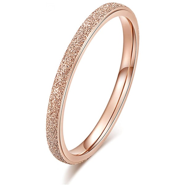 Ringe til kvinder Frosted rustfrit stål Kvinders statement ringe 2mm ----Rose Gold （ Størrelse  6 ）
