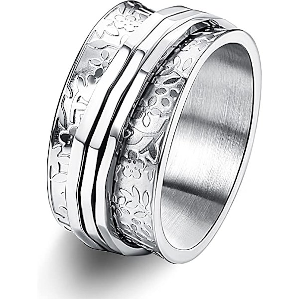 Rostfritt stål blomma snideri spinner ring daisy fidget band ringar måne stjärna onda ögon kors ångest ring för kvinnor män-US5