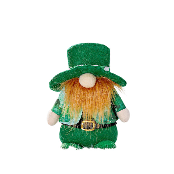 Dekoration av St. Patrick's Day Gnome - Grön klöver vår plyschdocka handgjord svensk tomte älva dvärg söt kaninformad docka heminredning prydnader c