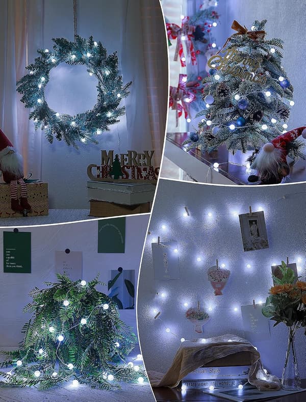 Globe Lyslenge, 3M 30LED USB Eventyrlys - Vanntette Krystallkulelys med 8 Moduser - Innendørs/Utendørs Dekor for Vi White