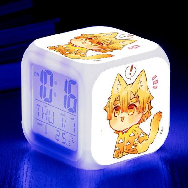 Anime Väckarklocka One Piece LED Kvadratisk Klocka Digital Väckarklocka med Tid, Temperatur, Alarm, Datum