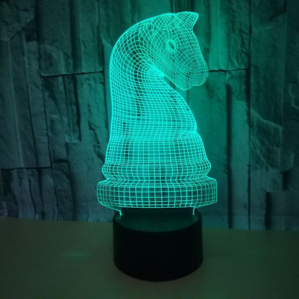 3D LED Optisk Illusion Akryl Natlampe med Fjernbetjening & Smart Touch 7 Farver Skiftende (International skak)