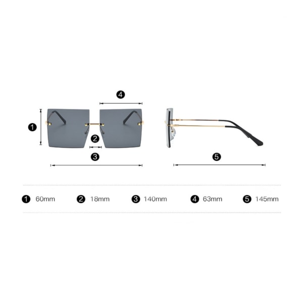 Fashion Square Solglasögon Dam Rimless Cut Edge Solglasögon Kvinnor