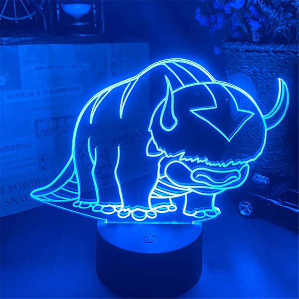 Akryl LED Nattlampa Anime Avatar Den Sista Luftbändaren Appa Figur 3D Vision Uppåt Belysning Illusion Nattlampa Barn Barn
