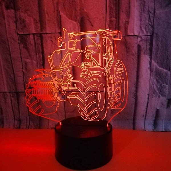 WJ 3D Traktor Fjärrkontroll 16 Färger Nattljus Illusion Akryl LED Bordsängslampa Barn Sovrum Skrivbordsdekor Födelsedagspresenter Leksak för Barn