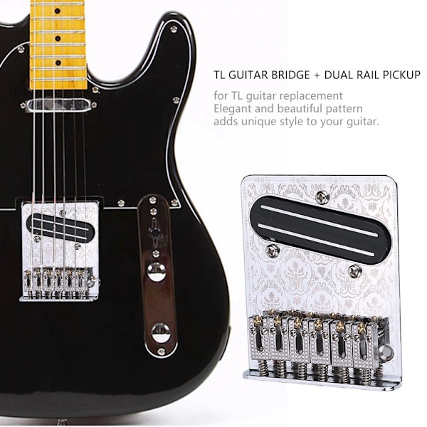 Silver Pattern med Roller Saddle TL Gitarr Bridge Dual Rail Pickup Skruvar Skiftnyckel (#2)