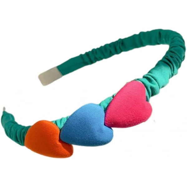 Barnhårbåge med hjärtdekor, Fairy Pannband Godisfärg Söt hjärta i koreansk stil Huvudbonadspresent till liten flicka (grön)