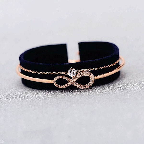 s925 Sterling Silver Dubbel Lager Diamant Armband, Roséguld
