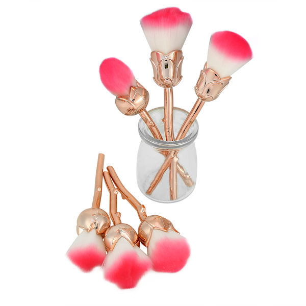 GUJHUI 6-pack Gyllene Rosborste Foundation Puder Kosmetik + 1st Makeup Fishtail Brush