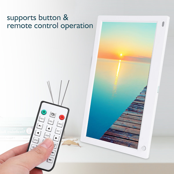 12,5\" skärm HDMI IPS Multifunktion Human Detection Digital Fotoram 1080P (Vit)