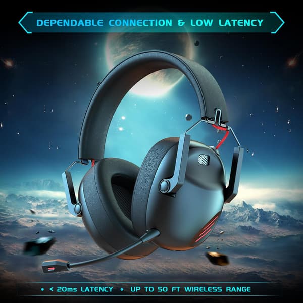 Trådlöst spelheadset för PC, PS5, PS4, Mac, Nintendo Switch, spelhörlurar med mikrofon, Bluetooth 5.3 spelheadset