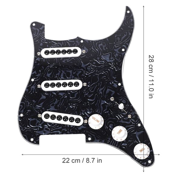 SSS Pole Justerbar Pickup Black Pearl Laddad Pickguard för ST Style Elgitarr