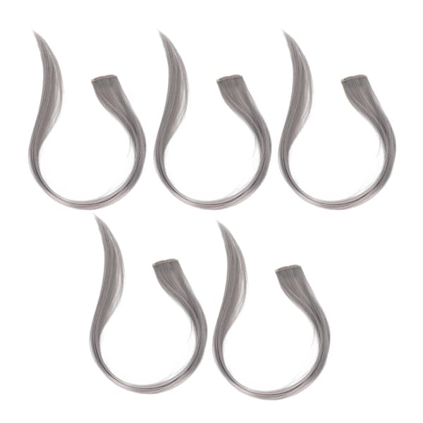 5 stk. lige hårextensions med klips i lyse farver 21,65 tommer hårextensions til cosplay-festgrå