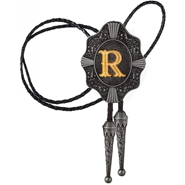 Bolo slips til mænd - Vintage initial bogstav ABCDMJR til Z Western Cowboy kostume bryllup slips