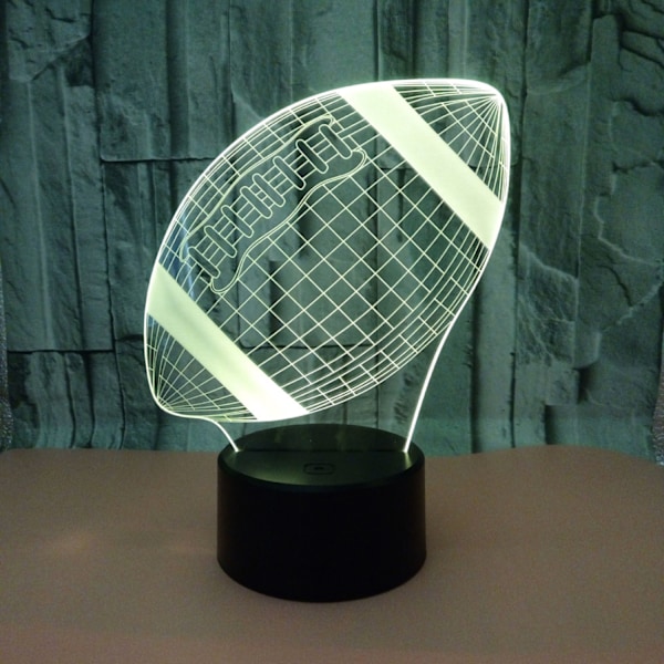 JUSTUP Fotboll 3D Nattlampa 3D Illusion Lamp för Pojkar 16 Färgförändrande Fjärrkontroll Fotboll Barnrum Dekor Lampor（Stil D）