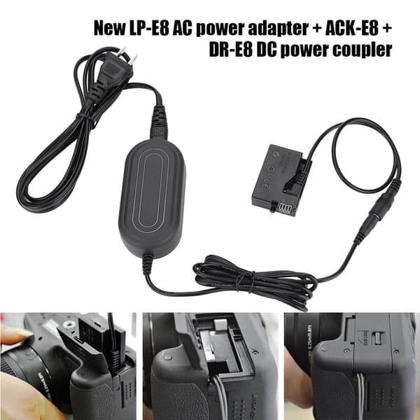 LPE8 strømadapter DRE8 dummybatteri til Canon 700D 600D 650D 550D