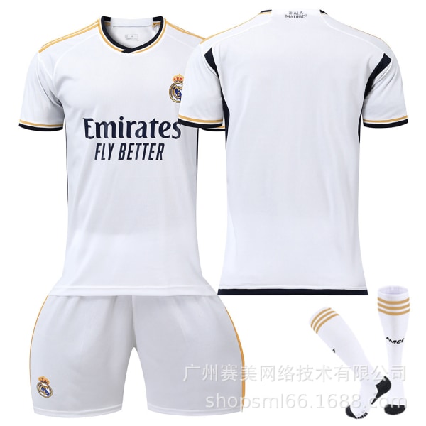 23-24 New Real Madrid Home Children's Adult Football Kit with Socks-No number-30#XS