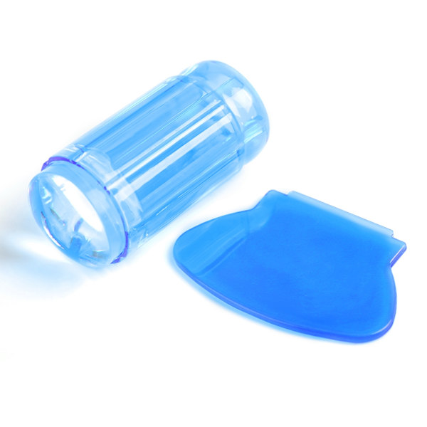 Transparent Silikoneneglelak Forsegling Hoved Stempel Skraber Neglekunst Værktøj (Transparent Blå)