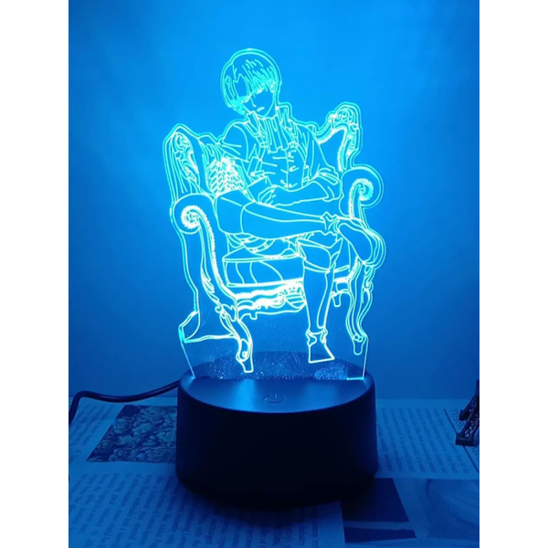 WJ Shingeki Levi Akerman 3D LED-lampe til soveværelse Manga natlys Anime actionfigur dekoration 3D illusion natlampe Jättarnas attack