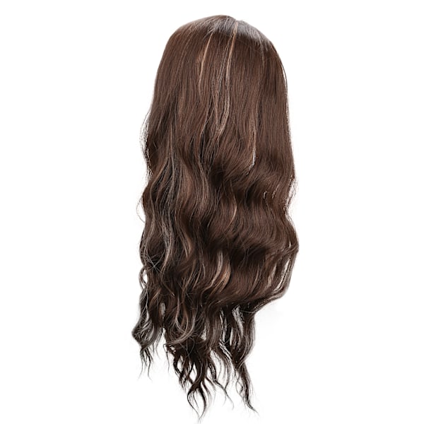 Women Long Curly Synthetic Wigs Daily Party Simple Fashionable Brown Wig with Bangs