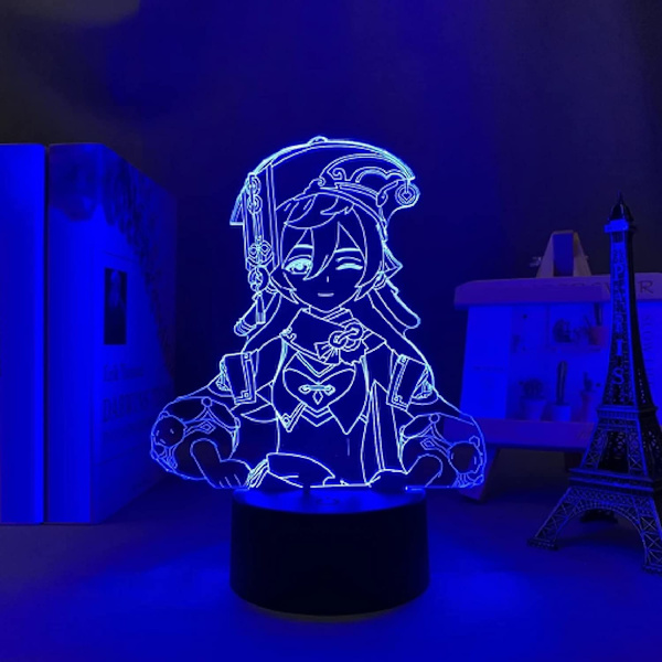 Yanfei Genshin Impact LED 3D-lamppu Illuusiovalo Työpöytälamppu Japanilainen Anime-valo, Lapsen Makuuhuoneen Sisustukseen Yövalo Syntymäpäivälahja M