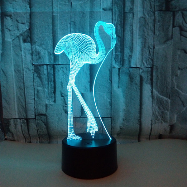 Optisk illusion 3D Flamingos nattlampa 16 färger ändrar USB-driven fjärrkontroll touch switch dekorationslampa