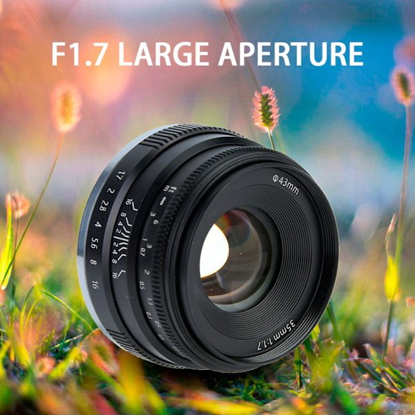 35mm F1.7 Manuell fokus Prime Fixed Mirrorless-kamerobjektiv (för Cannon EF-M Mount Black)
