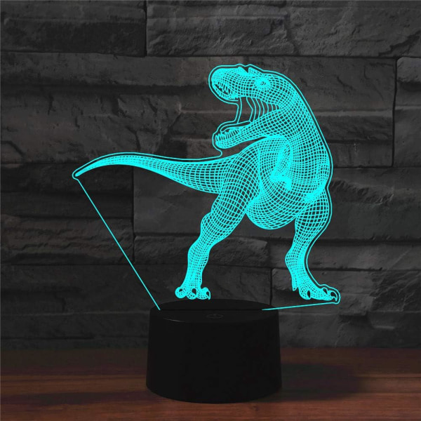 WJ 3D Dinosaur Fjernbetjening 16 Farve Natlys Illusion Akryl LED Bordlampe Sengelampe Børneværelse Skrivebordsdekoration Fødselsdagsgaver Legetøj til børn