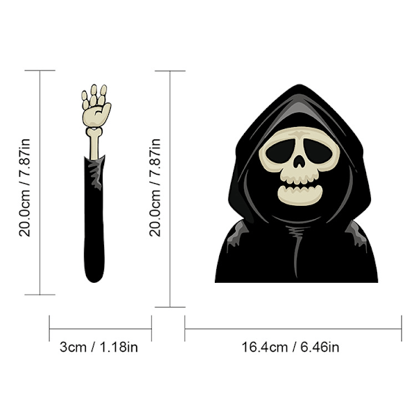 (2 kpl) Halloween-kauhu-pyyhkijän tarra Auton tarra Takalasin pyyhkijän tarra Kurpitsa-pyyhkijän tarra (Kuolemanjumala)