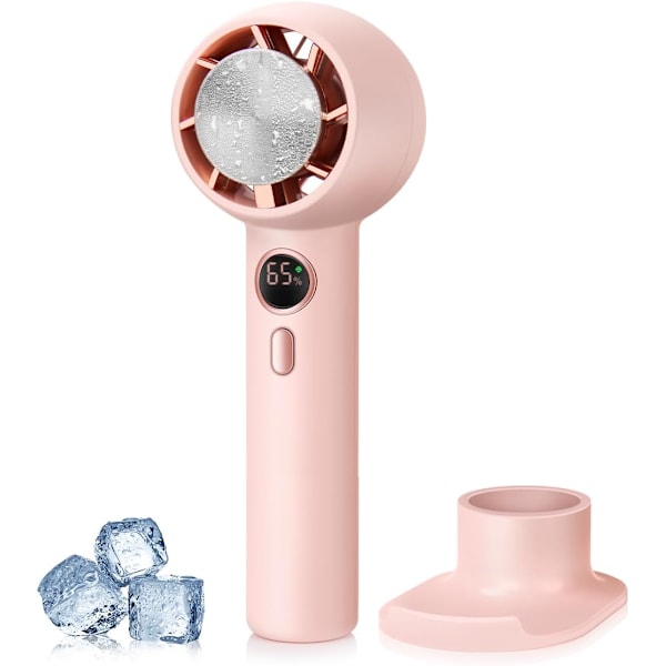 Bærbar Håndholdt Turbo Ventilator Med Is-Køling 5000mAh, 2 i 1 Håndventilator, Lomme Mini Bordventilator USB Genopladelig til Hjemmekontor Rejse White