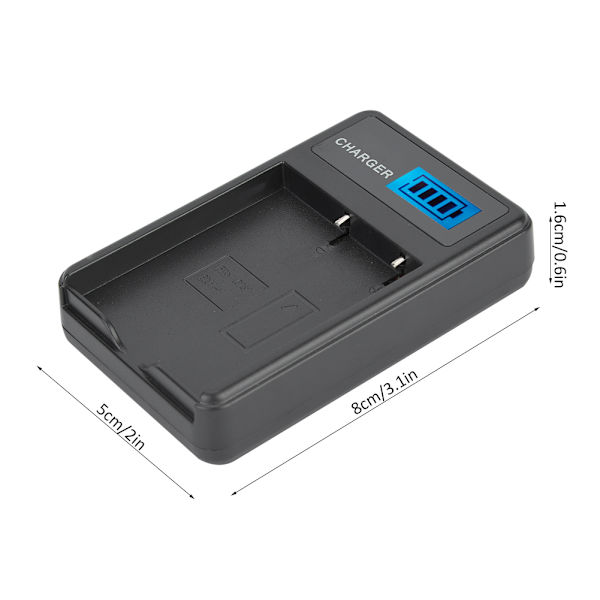 BLH-1 Bärbar Kamerabatteriladdare USB-laddning med LCD-skärm Svart