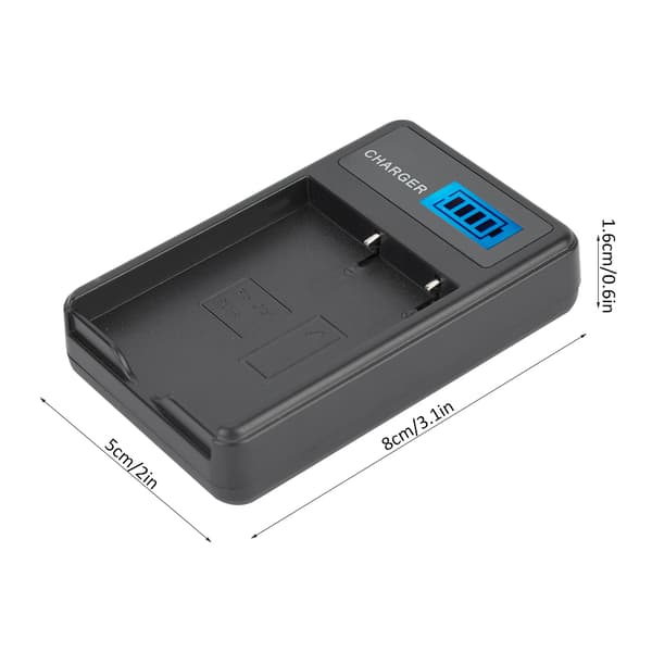 BLH-1 Bærbar Kamerabatterilader USB-lading med LCD-skjerm Svart