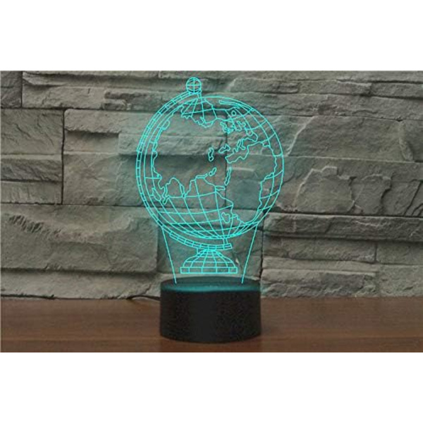 WJ 3D Globe Fjernkontroll 16 Farger Nattlys Illusjon Akryl LED Bordlampe Sengelampe Barn Soverom Skrivebord Dekor Bursdagsgaver Leker for Barn