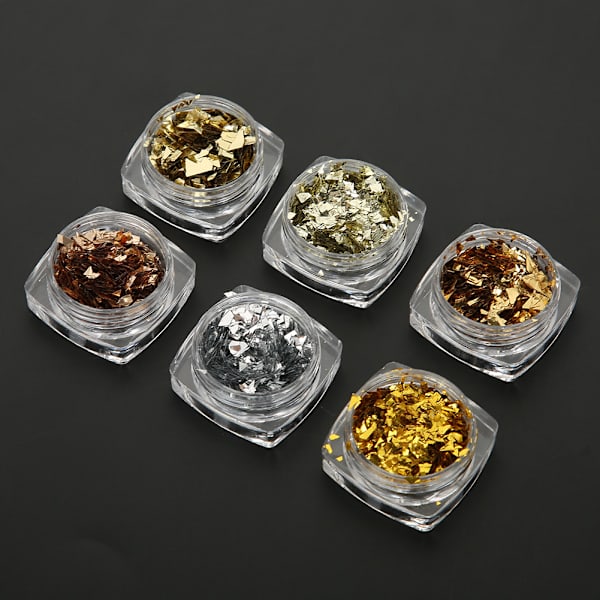 6 lådor / set ultratunna nagelkonst glitter glänsande paljetter nagelkonst dekorationer DIY-verktyg (A)