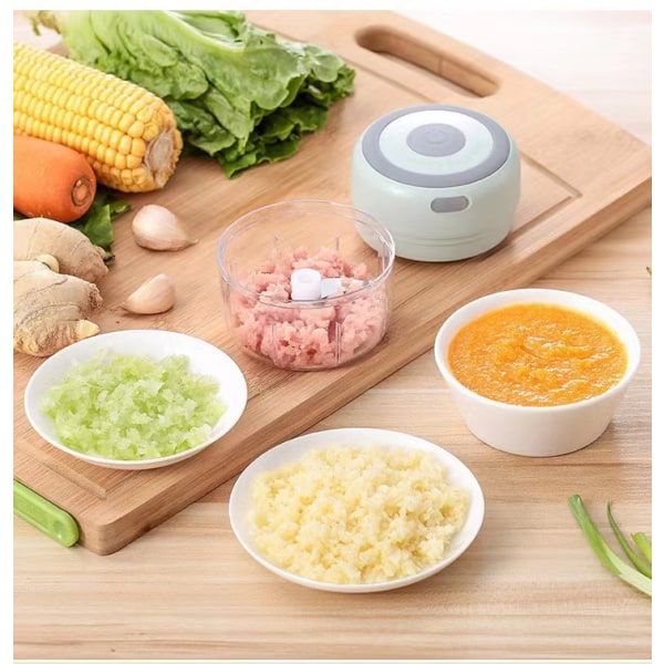 Mini Food Chopper, Trådløs bærbar elektrisk hvidløgshakker, USB-opladning, BPA-fri, nem at rengøre, til /peberfrugter/hvidløg/grøntsager/kød (250 ml)