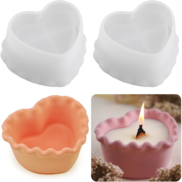 2 stk. Kop Silikon Harpiksforme, Hjerteformet Skål Harpiksforme, Smykkeholder Beholder Opbevaringsform til Epoxystøbeform, DIY Lys Ma cup