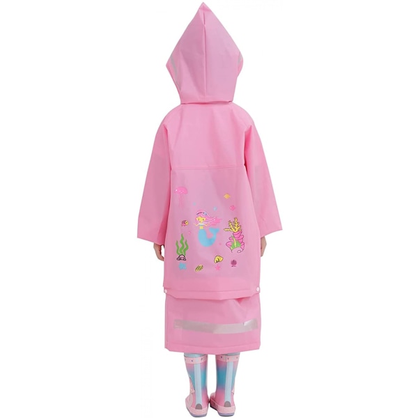 Barnregnrock Barnponcho Barnregnjacka Barnregndräkt Lätt Regnkläder Reflekterande Återanvändbar med Huva, Sjöjungfru, 3XL