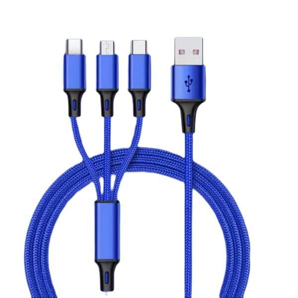 Pro USB 3in1 Multiwire kompatibel med Spice Mobile Stellar 520n Data Universal Supersnabb laddningshastighet! (blå)