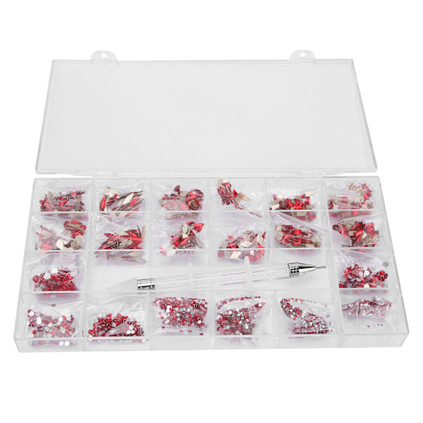 600+2500 st Reda Nail Art Dekoration Platta Bakglassten DIY Nail Art Picker Dotting Pen Set
