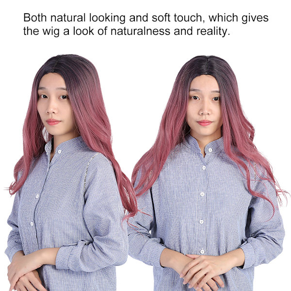 Naisten pitkä vaaleanpunainen aaltoileva synteettinen hiuslämänkestävä cosplay-kihara peruukki