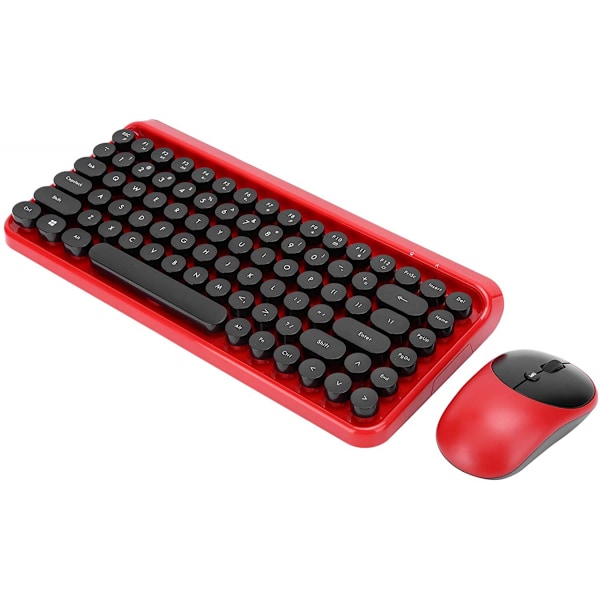 SHUJIK Universell Trådlös Tangentbord Mus Set Punk Stil Spel Mus Tangentbord för Dator Bärbar Dator (röd)